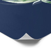 Poster Feuille d'or Vert Marine Mariage bleu Bienvenue (Coin)