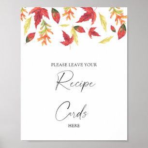 Poster Feuille en chute - Votre carte de recettes ici