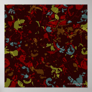Poster Feuille et fleurs colorés contre le camouflage