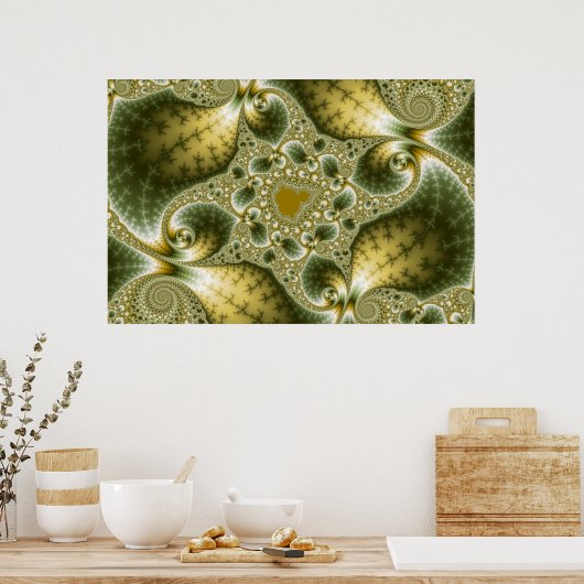 Poster Feuille Et Or - Art Fractal (Cuisine)
