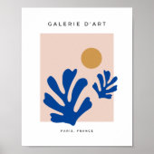Poster Feuille Et Soleil Moderne Découpe Formes Bleu (Devant)