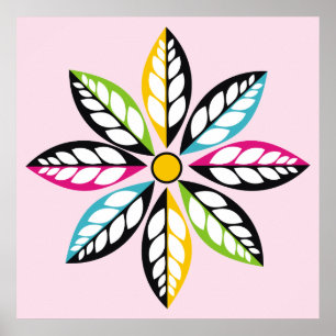 Poster Feuille-Fleur moderne, abstrait