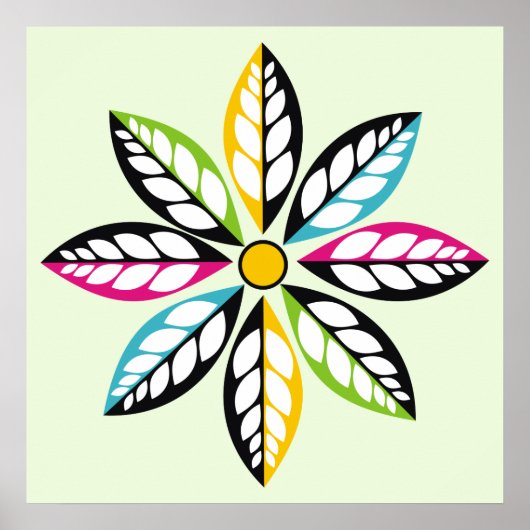 Poster Feuille-Fleur moderne, vert abstrait (Devant)