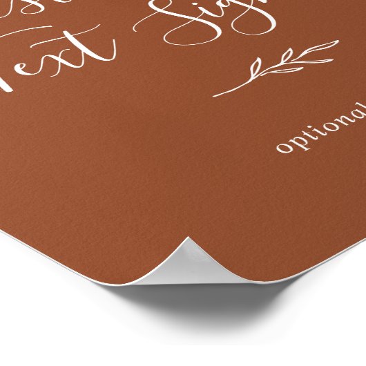 Poster Feuille Minimal | Panneau Texte Personnalisé en Te (Coin)