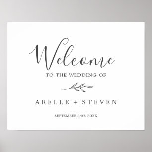 Poster Feuille minimale   Accueil Mariage gris foncé