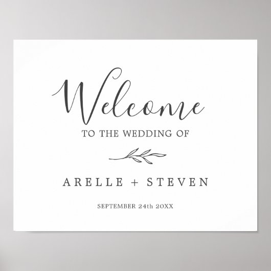Poster Feuille minimale | Accueil Mariage gris foncé (Devant)