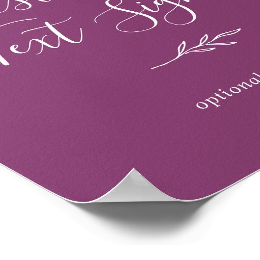 Poster Feuille minimale | Berry Purple Panneau Texte Pers (Coin)