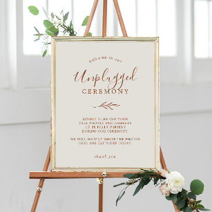 Poster Feuille minimale   Boho Cream Unplugged Ceremony S