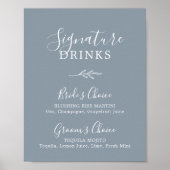 Poster Feuille minimale | Boissons de signature bleue et (Devant)