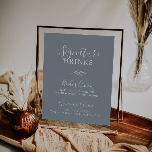 Poster Feuille minimale | Boissons de signature bleue et