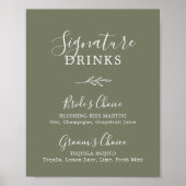 Poster Feuille minimale | Boissons de signature vert fonc (Devant)