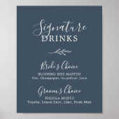 Poster Feuille minimale | Boissons signature bleu ardoise (Devant)