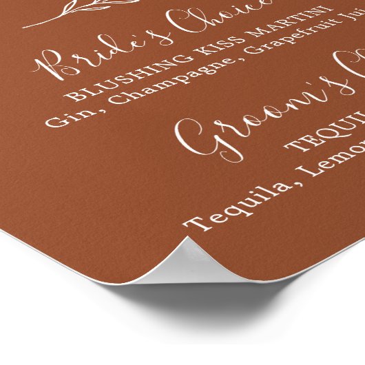 Poster Feuille minimale | Boissons Signature en terre cui (Coin)