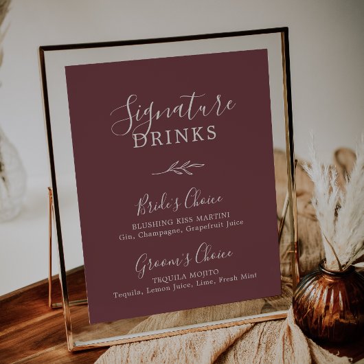 Poster Feuille minimale | Burgundy Signature Boissons