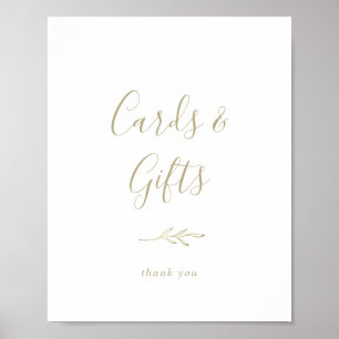 Poster Feuille minimale   Carte or et signe cadeau