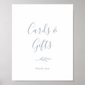 Poster Feuille minimale | Cartes et cadeaux bleu Dusty (Devant)