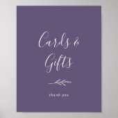 Poster Feuille minimale | Cartes et cadeaux Plum Purple (Devant)