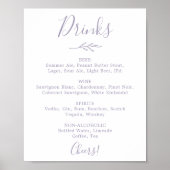 Poster Feuille minimale | Menu Boissons Mariages pourpres (Devant)