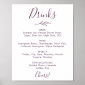 Poster Feuille minimale | Menu Consommation Mariage (Devant)