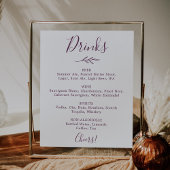 Poster Feuille minimale | Menu Consommation Mariage
