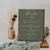 Poster Feuille minimale | Menu Mariage Vert foncé