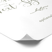 Poster Feuille minimale | Olive Green Texte personnalisé (Coin)