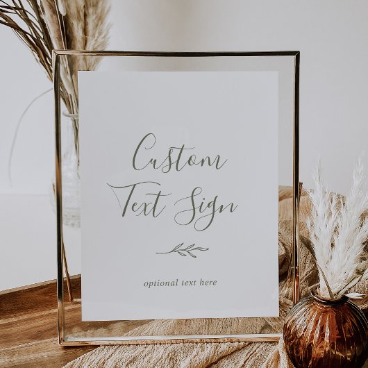 Poster Feuille minimale | Olive Green Texte personnalisé