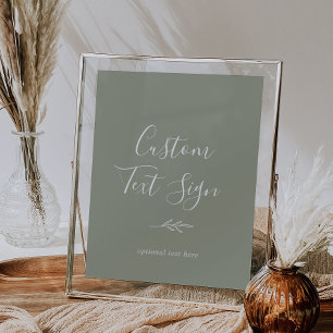 Poster Feuille minimale   Panneau de texte personnalisé V