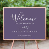 Poster Feuille minimale | Plum Purple Mariage Bienvenue