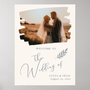 Poster Feuille moderne en détresse Mariage photo accueil