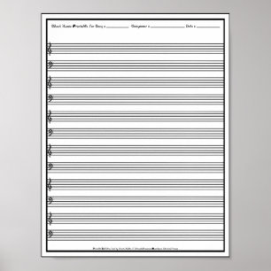 Poster Feuille Musique Manuscript Personnel Ligne Clé