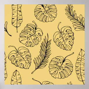 Poster Feuille Plante motif des forêts tropicales et Mons
