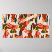 Poster feuille rose et effet habillage motif design. (Devant)