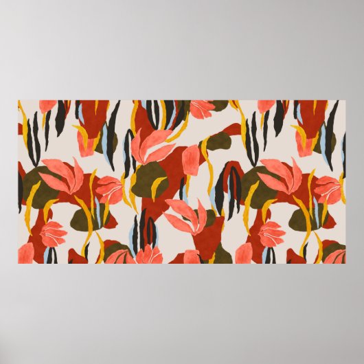 Poster feuille rose et effet habillage motif design. (Devant)