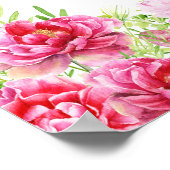 Poster Feuille rose Floral Blanc Fête d'anniversaire Crèm (Coin)