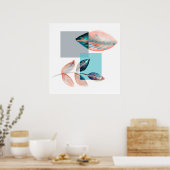 Poster Feuille rouge cyan (Cuisine)