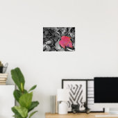 Poster Feuille rouge éclat de couleur (Bureau à domicile)