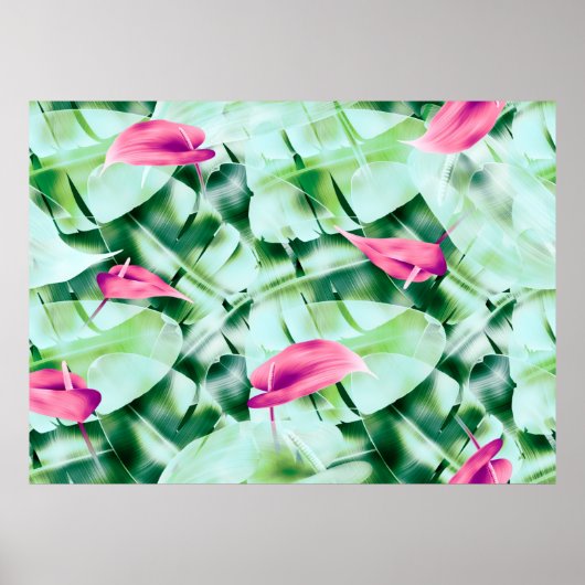 Poster Feuille tropical sans couture arrière - plan, rétr (Devant)