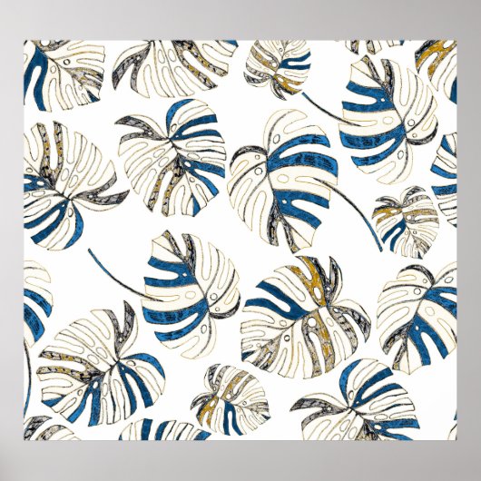 Poster Feuille tropicale colorée, motif moderne. (Devant)