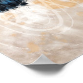 Poster Feuilles à couche Abstraite - Bleu et Neutre (Coin)