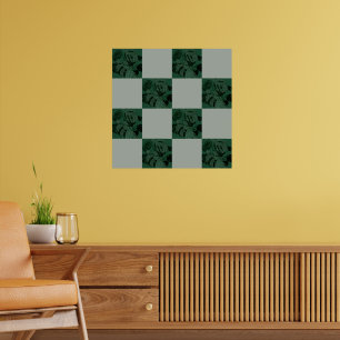Poster Feuilles À damiers Motif Monstera