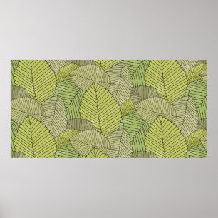Poster Feuilles Abstraites motif coloré