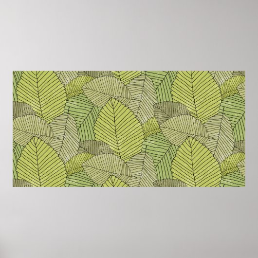 Poster Feuilles Abstraites motif coloré (Devant)