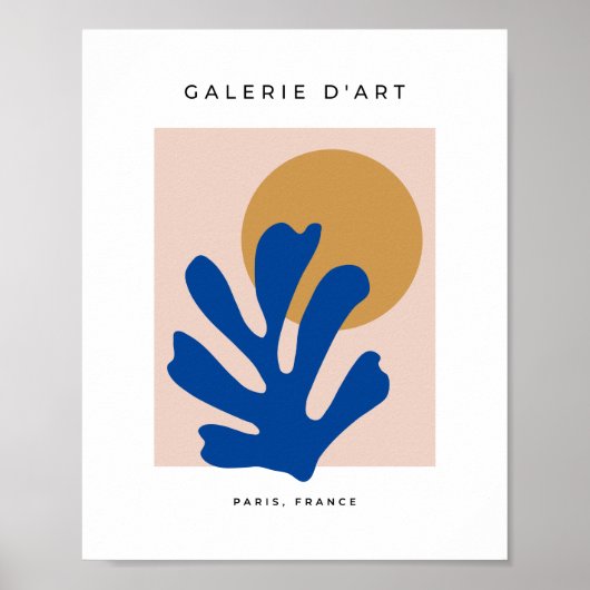 Poster Feuilles Abstraits Bleu Moderne Formes découpées (Devant)