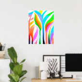 Poster Feuilles Abstraits en Pastels multicolores (Bureau à domicile)