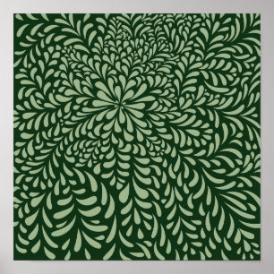Poster Feuilles Abstraits et fleurs Vert foncé) Imprimer