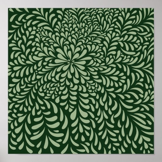 Poster Feuilles Abstraits et fleurs vert foncé) Imprimer (Devant)
