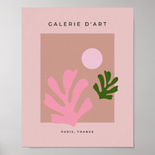 Poster Feuilles Abstraits minimalistes coupe rose