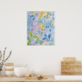 Poster Feuilles Abstraits Pastel Watercolor (Cuisine)