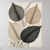 Poster Feuilles Abstraits terrestres Neutres Botanique (Devant)
